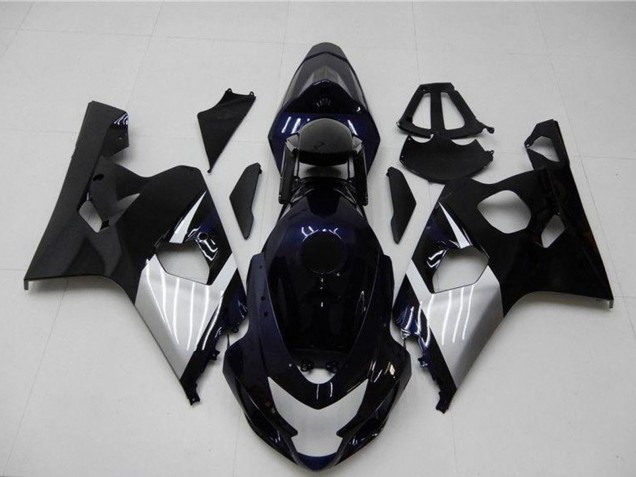 Carénages Moto Suzuki GSXR 600/750 2004-2005 - Noir Brillant Argent Bleu