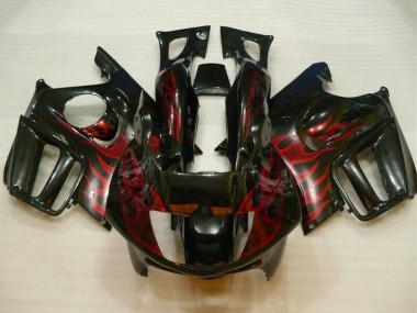 Carénages Moto Honda CBR600 F3 1995-1996 - Noir Brillant Rouge Flamme Abordables