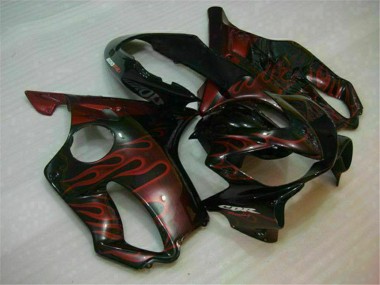 Carénages Moto Honda CBR600 F4i 2004-2007 - Noir Brillant Rouge Flamme Abordables