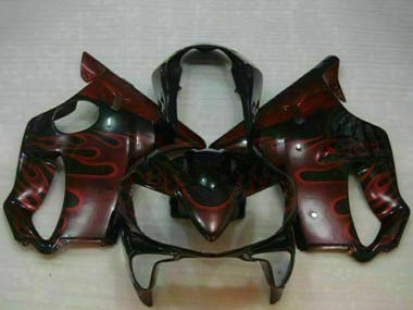 Carénages Moto Honda CBR600 F4i 2004-2007 - Noir Brillant Rouge Flamme Abordables