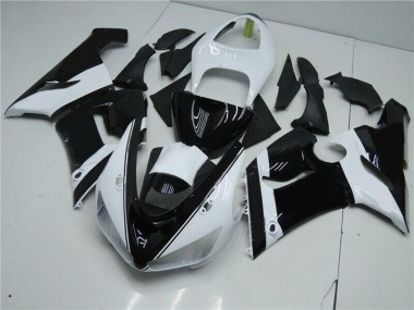 Carénages Moto Kawasaki ZX6R 2005-2006 - Blanc Noir Brillant Abordables