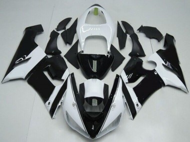 Carénages Moto Kawasaki ZX6R 2005-2006 - Blanc Noir Brillant Abordables