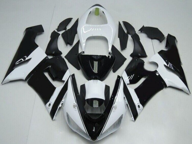 Carénages Moto Kawasaki ZX6R 2005-2006 - Blanc Noir Brillant