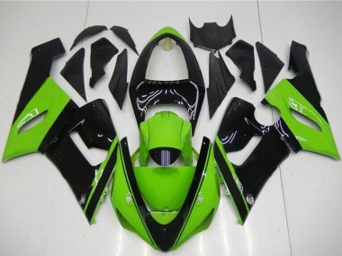 Carénage Moto Kawasaki ZX6R 2005-2006 - Vert Noir Brillant Abordables