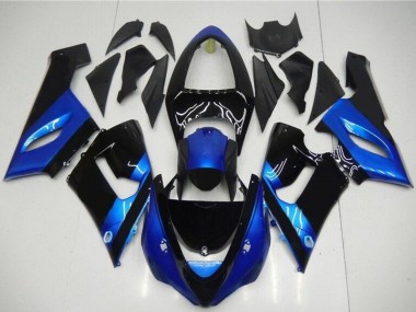 Kits Carénage Moto Kawasaki ZX6R 2005-2006 - Bleu Noir Brillant Abordables