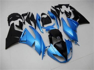 Carénages Moto Kawasaki ZX6R 2009-2012 - Bleu Clair Noir Brillant Abordables