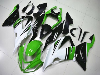 Carénages Moto Kawasaki ZX6R 2013-2018 - Vert Blanc Noir Brillant Abordables