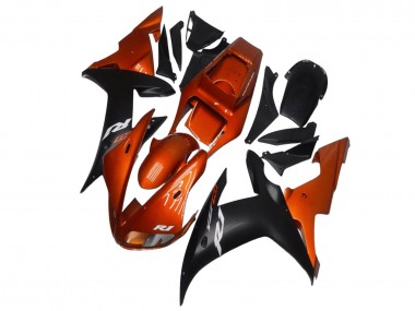 Carénages Moto Yamaha YZF R1 2002-2003 - Orange Noir Mat Abordables