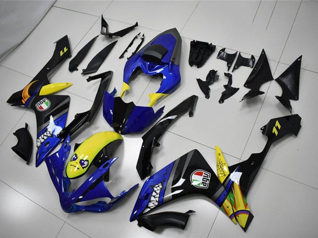 Carénages Moto Yamaha YZF R1 2007-2008 - Bleu Jaune Noir Requin