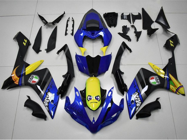 Carénages Moto Yamaha YZF R1 2007-2008 - Bleu Jaune Noir Requin