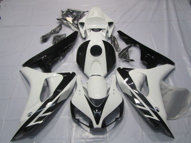 Carénages Moto Honda CBR1000RR 2006-2007 - Blanc Noir Brillant OEM Style No Décalque Abordables