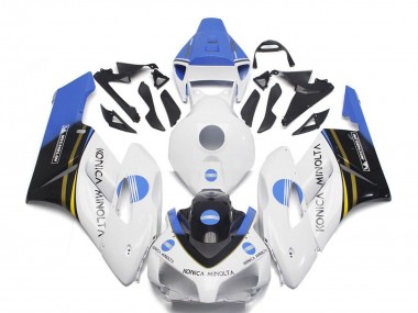 Carénages Moto Honda CBR1000RR 2004-2005 - Blanc Bleu Clair Noir Brillant Konica Minolta Abordables