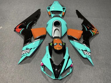 Carénages Moto Honda CBR1000RR 2006-2007 - Cyan Bleu Orange Noir Brillant Requin Abordables