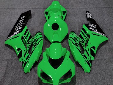 Carénages Moto Honda CBR1000RR 2004-2005 - Vert Noir Brillant Flamme Abordables