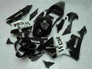 Carénages Moto Honda CBR600RR 2003-2004 - Noir Brillant Blanc West Mobil Abordables