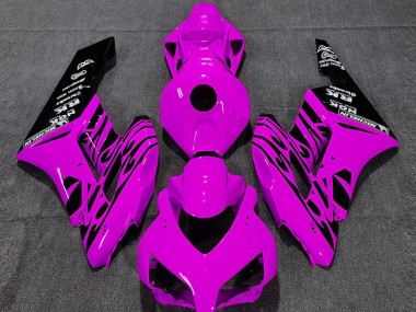 Carénages Moto Honda CBR1000RR 2004-2005 - Rose Noir Brillant Flamme Abordables