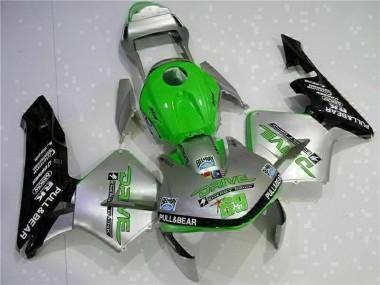 Carénage Moto Honda CBR600RR 2003-2004 - Argent Vert Noir Brillant Abordables