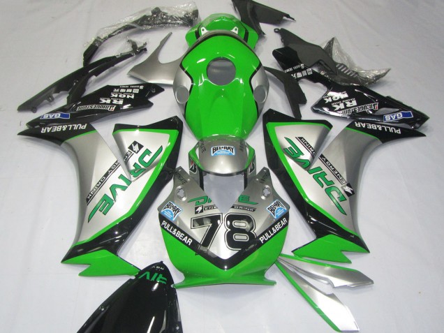 Carénages Moto Honda CBR1000RR 2012-2016 - Argent Vert Noir Brillant