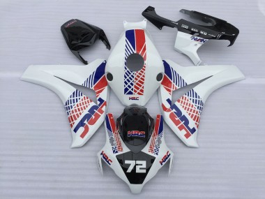 Carénages Moto Honda CBR1000RR 2008-2011 - Blanc Bleu Rouge HRC 72 Abordables