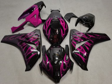 Carénages Moto Honda CBR1000RR 2008-2011 - Noir Brillant Rose Flamme Abordables