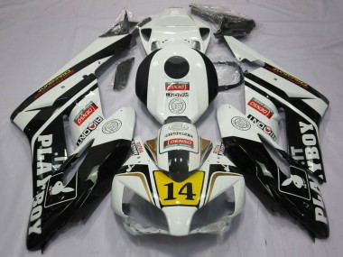 Carénages Moto Honda CBR1000RR 2004-2005 - Blanc Noir Brillant Jaune Playboy 14 Abordables