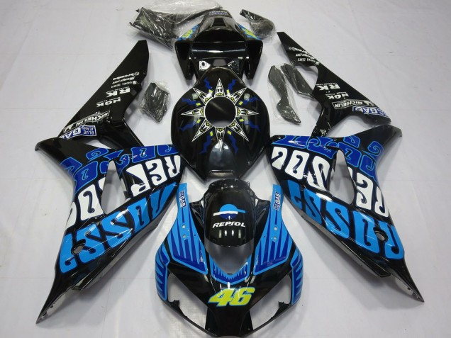 Carénages Moto Honda CBR1000RR 2006-2007 - Noir Brillant Bleu Rossi 46