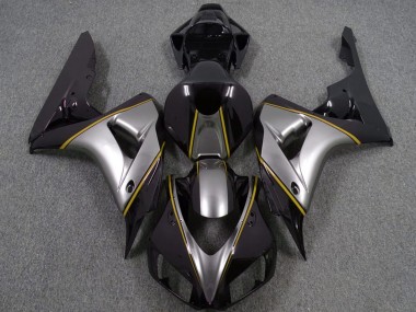 Carénages Moto Honda CBR1000RR 2006-2007 - Argent Jaune Noir Brillant Rayures Abordables