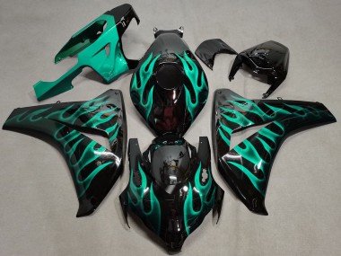 Carénages Moto Honda CBR1000RR 2008-2011 - Noir Brillant Vert Flamme Abordables