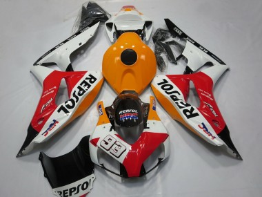 Carénages Moto Honda CBR1000RR 2006-2007 - Orange Blanc Rouge Noir Brillant Repsol 93 Abordables