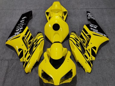 Carénages Moto Honda CBR1000RR 2004-2005 - Jaune Noir Brillant Flamme Abordables
