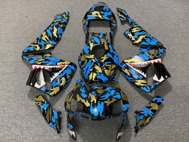 Carénages Moto Honda CBR600RR 2003-2004 - Bleu Or Camouflage Requin Abordables