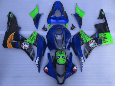 Carénages Moto Honda CBR600RR 2007-2008 - Bleu Vert Noir Brillant Requin Abordables