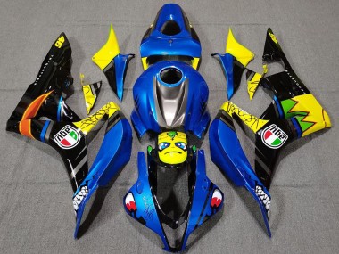 Carénages Moto Honda CBR600RR 2007-2008 - Bleu Jaune Noir Brillant Requin Abordables