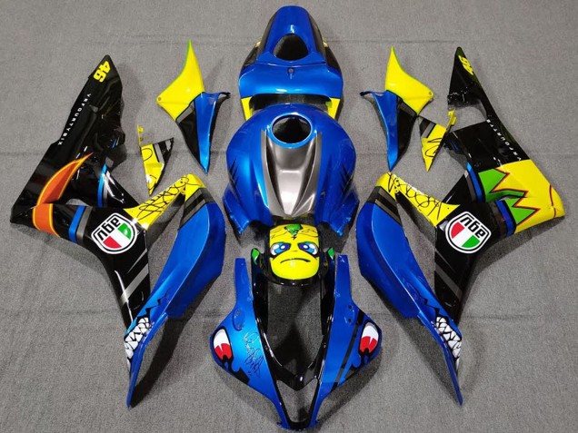 Carénages Moto Honda CBR600RR 2007-2008 - Bleu Jaune Noir Brillant Requin