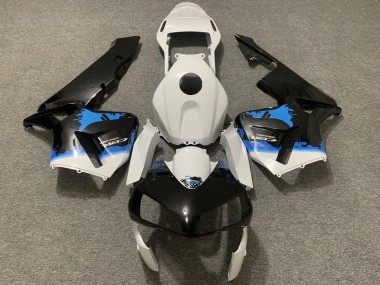 Carénage Moto Honda CBR600RR 2003-2004 - Blanc Bleu Noir Brillant Splatter Abordables