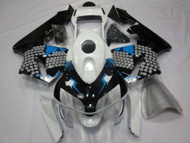 Carénages Moto Honda CBR600RR 2003-2004 - Blanc Bleu Noir Brillant Splatter Abordables