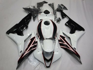 Carénages Moto Honda CBR600RR 2007-2008 - Blanc Noir Brillant OEM Style Abordables