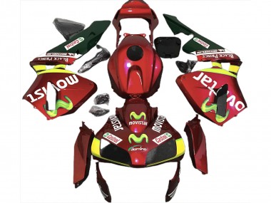 Carénages Moto Honda CBR600RR 2003-2004 - Rouge Jaune Vert MoviStar Abordables
