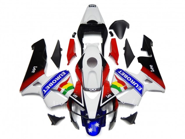 Carénage Moto Honda CBR600RR 2003-2004 - Blanc Rouge Bleu Noir Brillant EuroBet