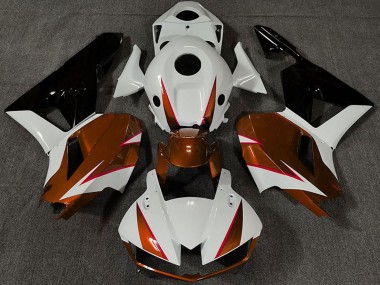 Carénages Moto Honda CBR600RR 2013-2023 - Blanc Orange Foncé Noir Brillant Abordables
