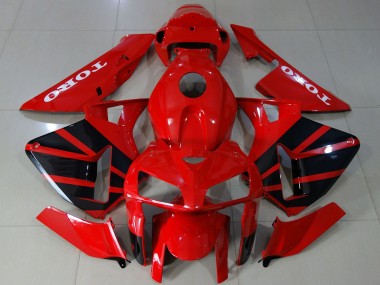 Carénages Moto Honda CBR600RR 2005-2006 - Rouge Brillant Noir Abordables