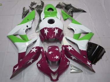 Carénages Moto Honda CBR600RR 2007-2008 - Blanc Vert Rouge Marron Étoiles Bande Abordables