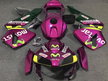 Carénages Moto Honda CBR600RR 2003-2004 - Rose Vif Jaune Vert MoviStar Abordables