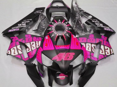 Carénages Moto Honda CBR600RR 2003-2004 - Rose Vif Noir Brillant Rossi Repsol Abordables