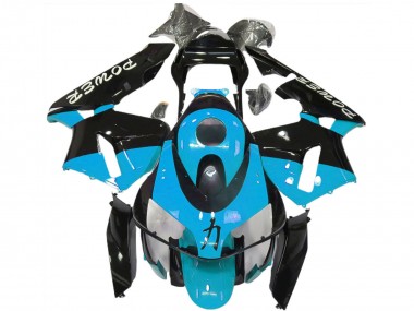 Carénages Moto Honda CBR600RR 2003-2004 - Bleu Clair Noir Brillant Power Abordables