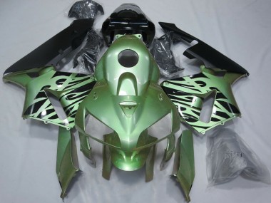 Carénages Moto Honda CBR600RR 2005-2006 - Vert Clair Noir Flamme Abordables