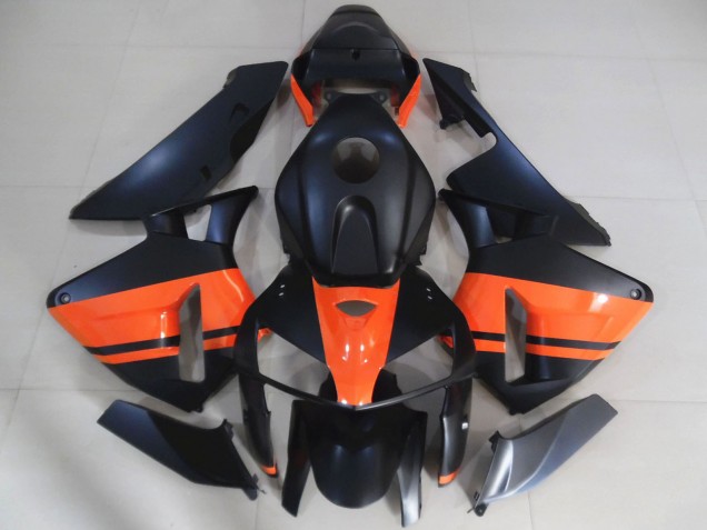 Carénages Moto Honda CBR600RR 2005-2006 - Noir Mat Orange Brillant