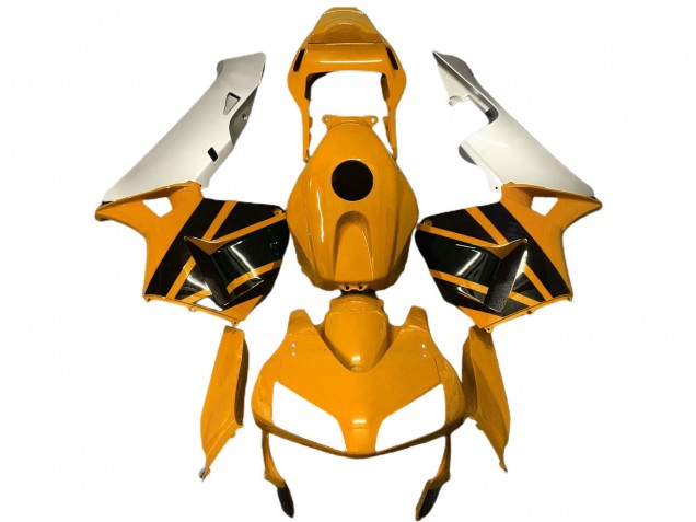 Carénages Moto Honda CBR600RR 2003-2004 - Argent Mustard Jaune Noir Brillant