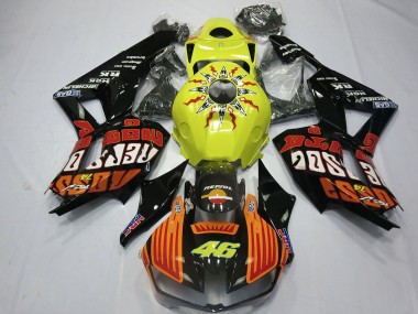 Carénages Moto Honda CBR600RR 2013-2023 - Jaune Orange Noir Brillant Rossi 46 Abordables