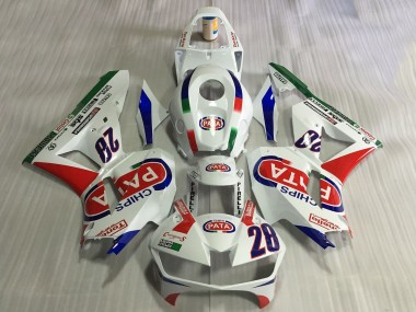 Carénages Moto Honda CBR600RR 2013-2023 - Blanc Rouge Bleu Pata 28 Abordables